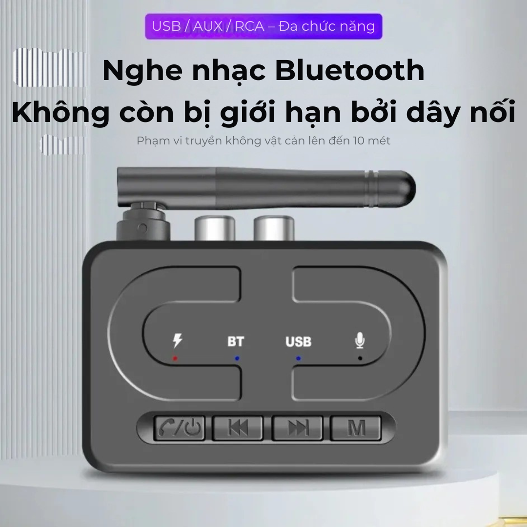 Bộ Thu Âm Thanh Bluetooth 6.0 không dây HiFi Stereo Lossless, receiver AUX 3.5mm USB U-Disk, mic HD đàm thoại T89 - Hàng Nhập Khẩu