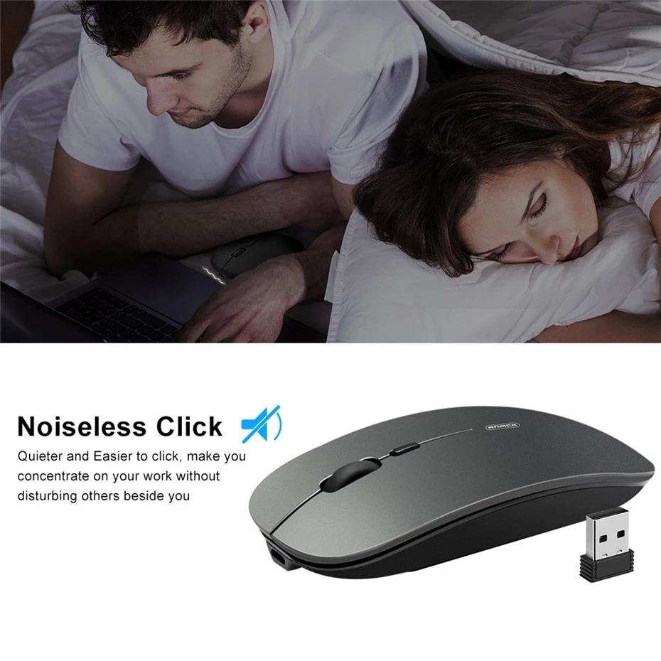 Chuột Không Dây Di Động 2.4Ghz 1600DPI Chuột Máy Tính USB Sạc Im Lặng Kinh Doanh Nhà Văn Phòng Mini PC Chuột Cho Laptop