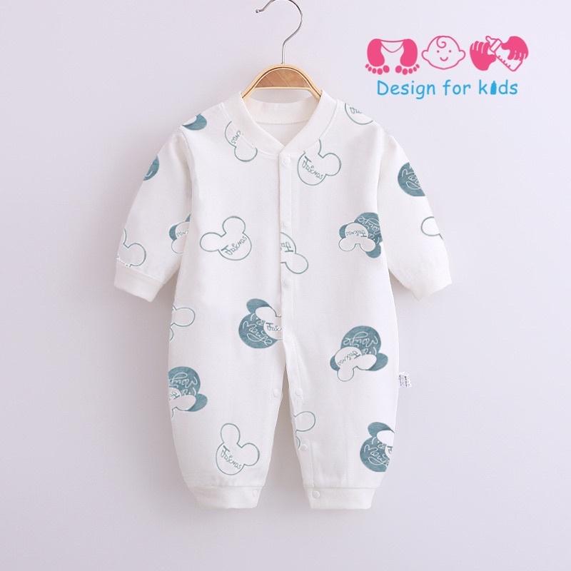 Bodysuit / Sleepsuit kín cổ, không tất chân vải cotton mềm cho bé trai và bé gái