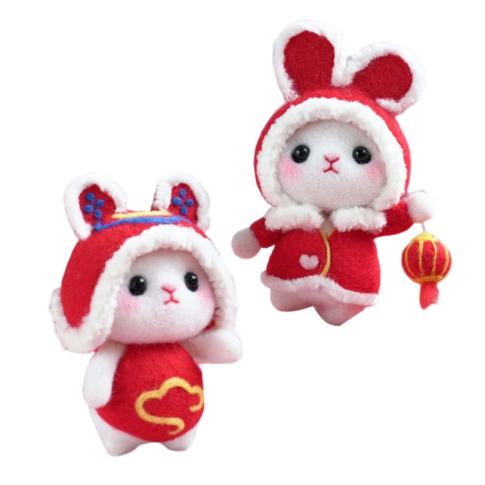 Mini Rabbit Wool Felt Kits Christmas 2023 Rabbit Year DIY Material Package Festival Toy for Handicraft Lover Beginners Beginner Kit