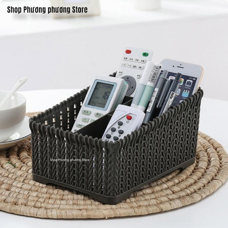 Khay đựng mỹ phẩm nhiều ngăn kiểu dáng mây đan HÀN QUỐC