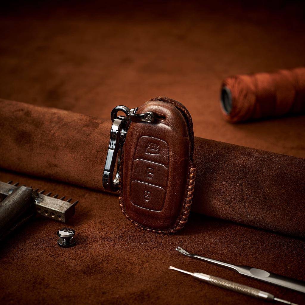 Bao Da Chìa Khóa Handmade Hyundai Kona Da Bò Thật