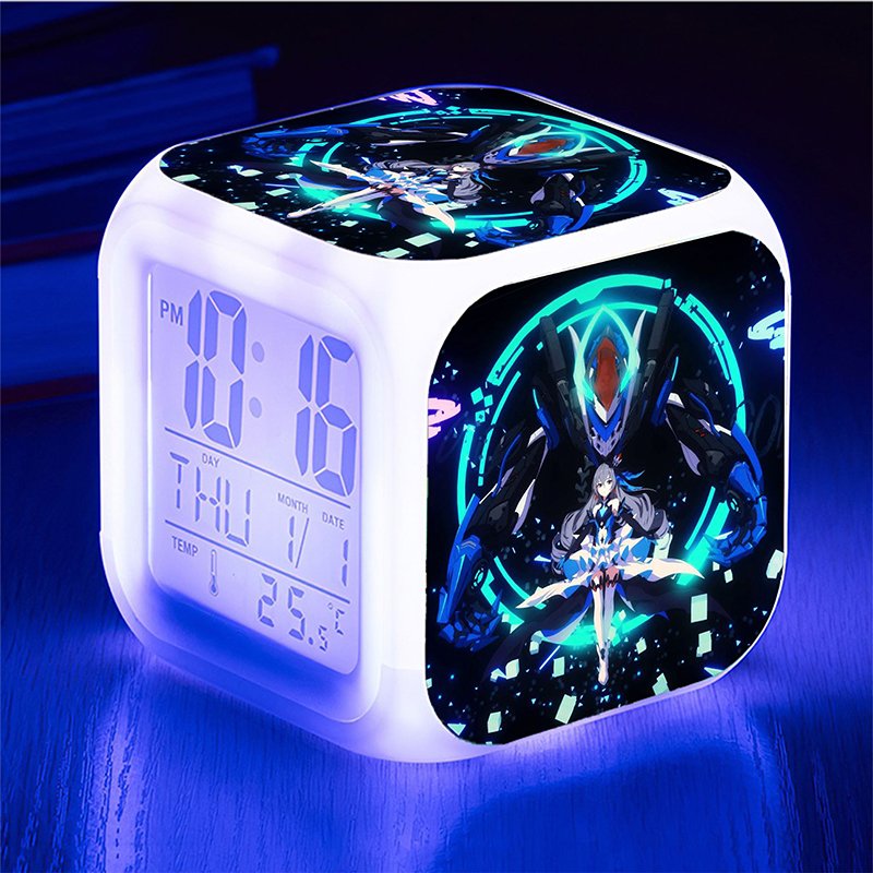 Đồng hồ báo thức để bàn in hình HONKAI IMPACT 3 game chibi anime đèn LED đổi màu