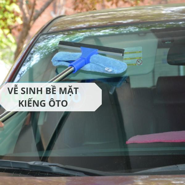 Bộ cây lau gạt kiếng inox kéo dài 1M3 vệ sinh nhà cửa 2in 1