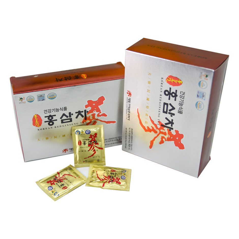 1 hộp 100 gói Trà hồng sâm Okinsam + 1 hộp 100 gói Trà hồng sâm Daedong