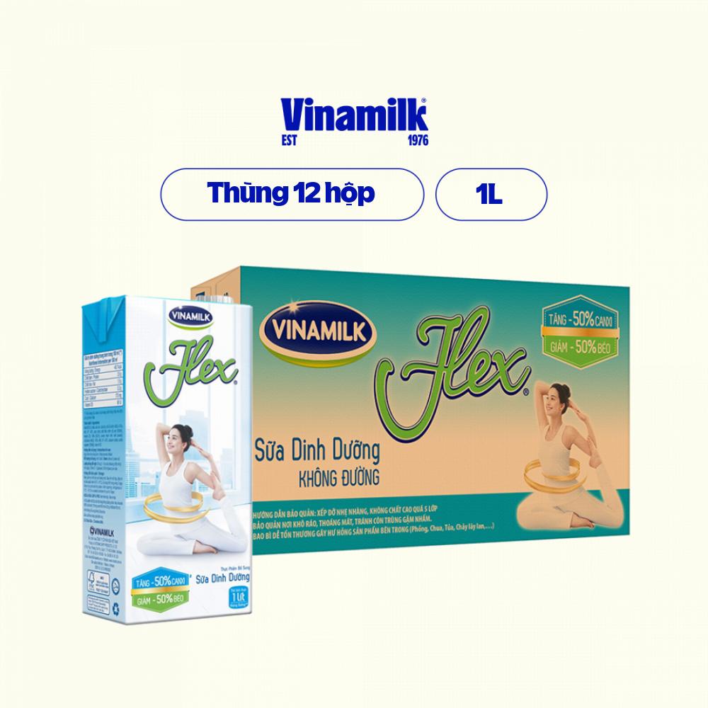 Thùng 12 Hộp Sữa tiệt trùng Flex không đường