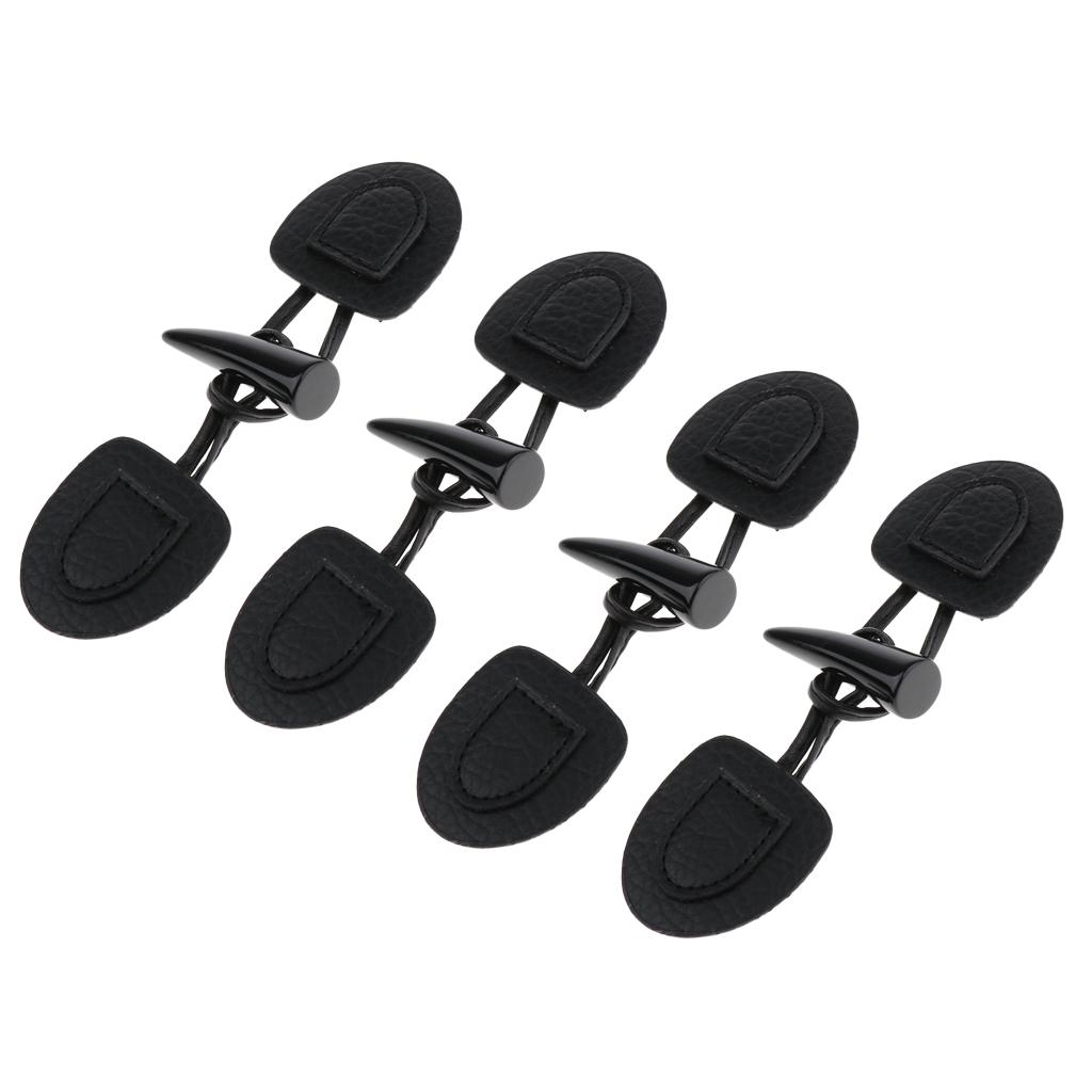 4 Đôi Da PU Sừng Móc Đóng May Nút Áo Khoác Duffle