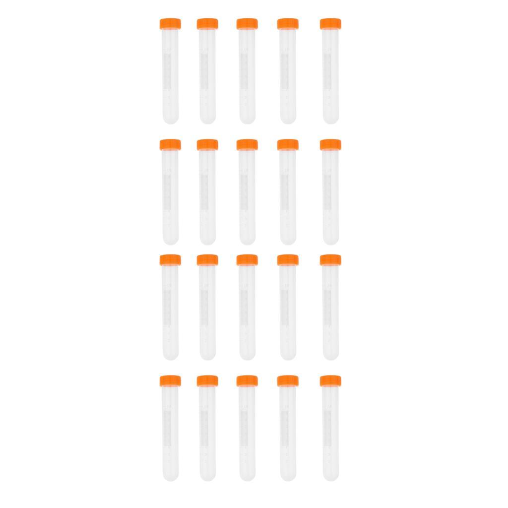 20Pcs Plastic Graduated Cylinder Centrifuge Tube Laboratory Test w/ Lid 10ml