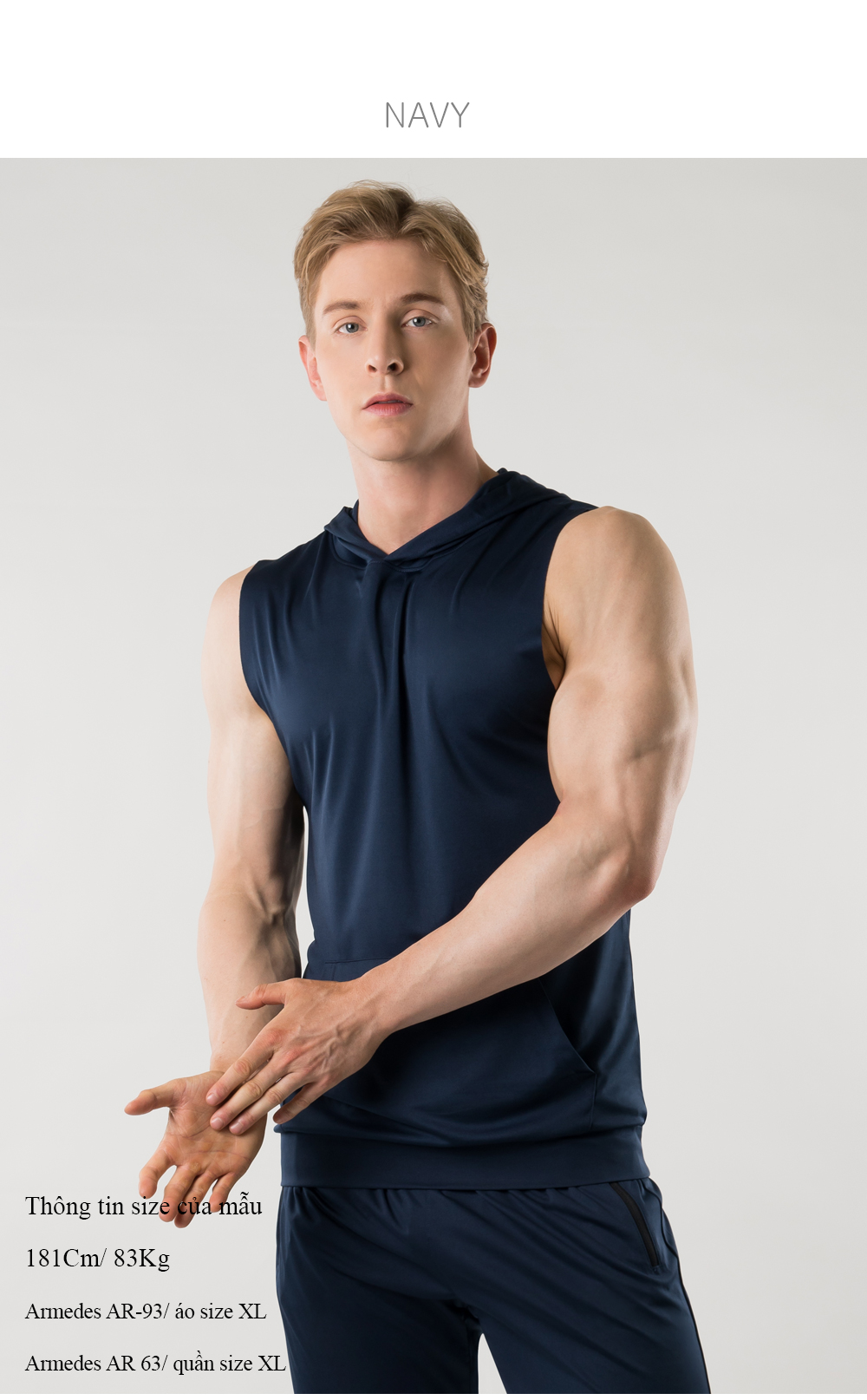 Áo Thun sát nách Thể Thao Nam Tập Gym 99% Polyester Siêu Thấm Hút và Mát Mịn Chính Hãng ARMEDES Hàn Quốc - AR 93