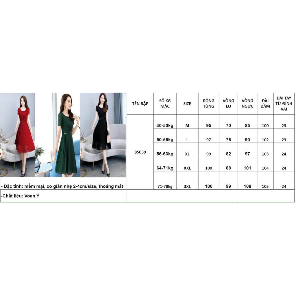 Đầm Váy Voan Ý Phối xẻ tà eo đính hột cực sang trọng TH