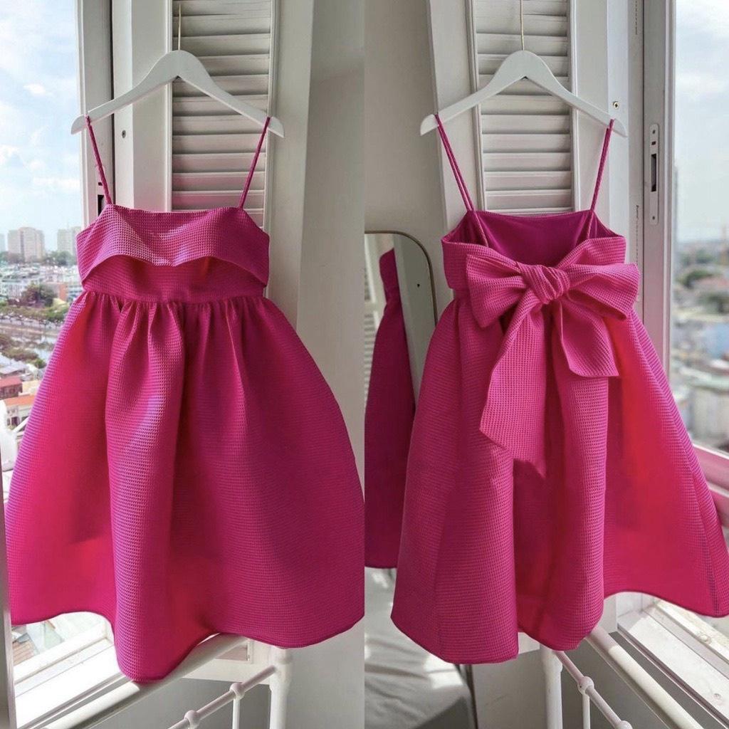 Đầm nữ baby cột nơ lưng, hàng chuẩn Q CHÂU bkfrreship