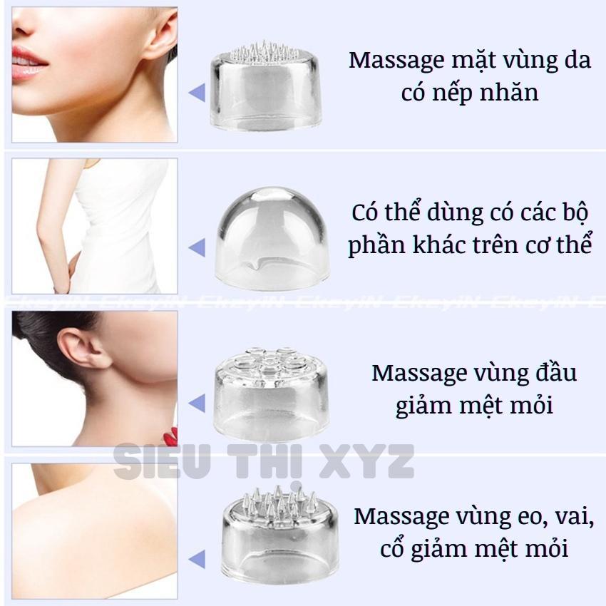 Bút Rung Massage Mini Tay Cầm Không Dây Tích Hợp 4 Đầu Mát Xa Loại Bỏ Nếp Nhăn, Mát Xa Vai Gáy Nhỏ Gọn, Tiện Lợi