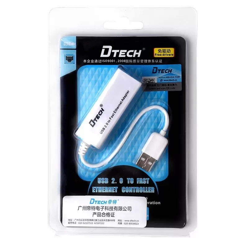 Cáp Chuyển Đổi Dtech USB 2.0 Sang RJ45 DT-5036A – Hàng Chính Hãng