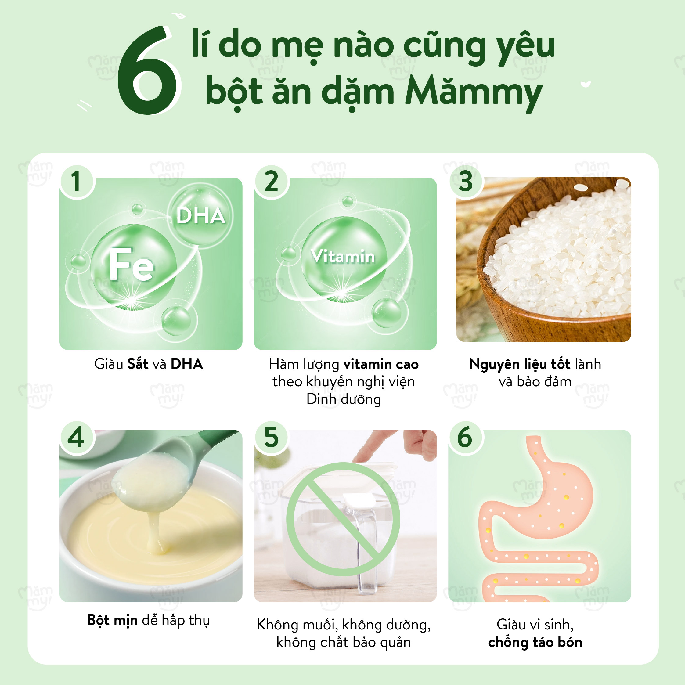 Bột ăn dặm vị cháo sườn heo cà rốt bông cải xanh Mămmy bổ sung sắt và kẽm đáp ứng 100% nhu cầu DHA cho bé - 140gr