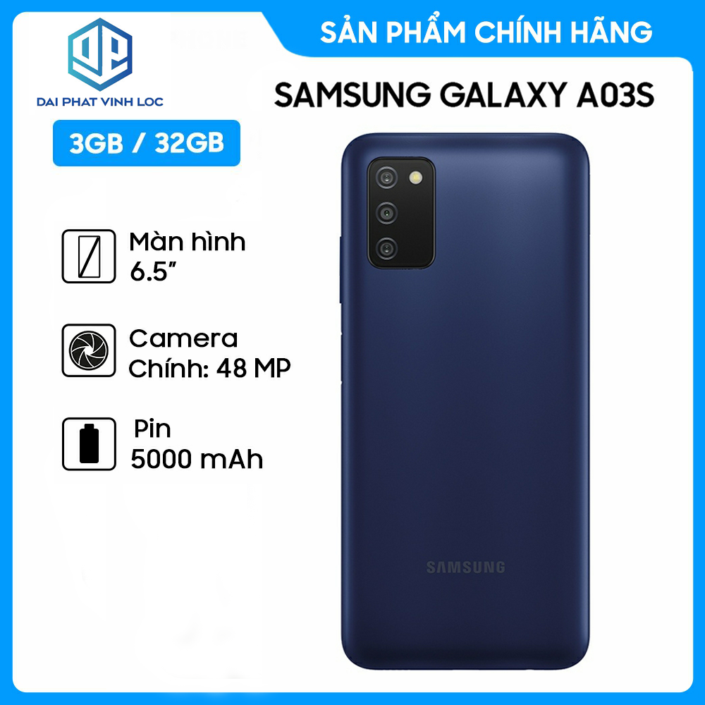 Điện Thoại Samsung Galaxy A03s 3GB/32GB - Hàng Chính Hãng - Mới 100% Nguyên Seal - Bảo Hành 12 Tháng - Pin Khủng 5000 mAh - Selfie Sắc Nét Với Camera Trước 5MP