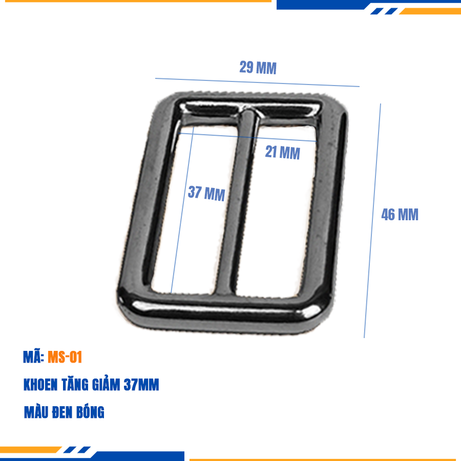 Khoen tăng giảm dây túi xách, Khoen chỉnh dây đeo túi, Tăng đơn túi xách 37mm mạ điện độ bền 5-8 năm