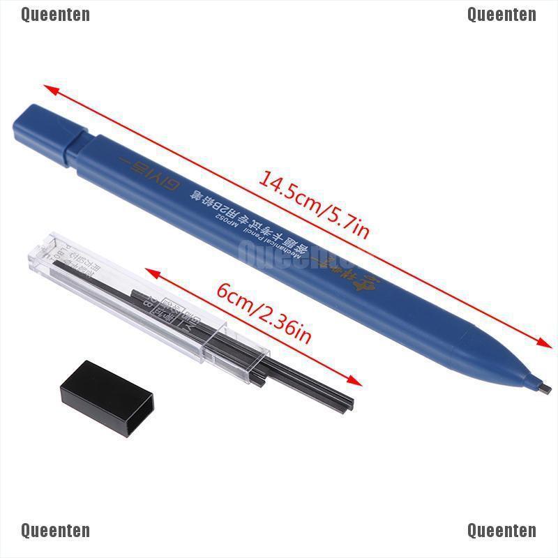 ★Queen 2B Lead Holder Exam Mechanical Pencil With 6PCs Lead Refill Set Student Supplies