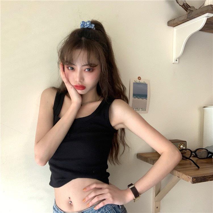 Áo croptop Ulzzang ôm body tay ngắn áo 3 lỗ 2 dây bozip sexy Hàn Quốc