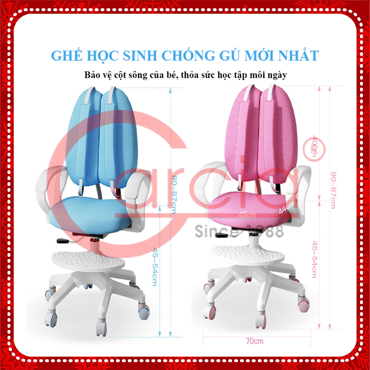 Ghế học sinh chống gù, chống cận cao cấp, ghế học sinh có thể nâng hạ chiều cao có đế chắc chắn - Hàng chính hãng