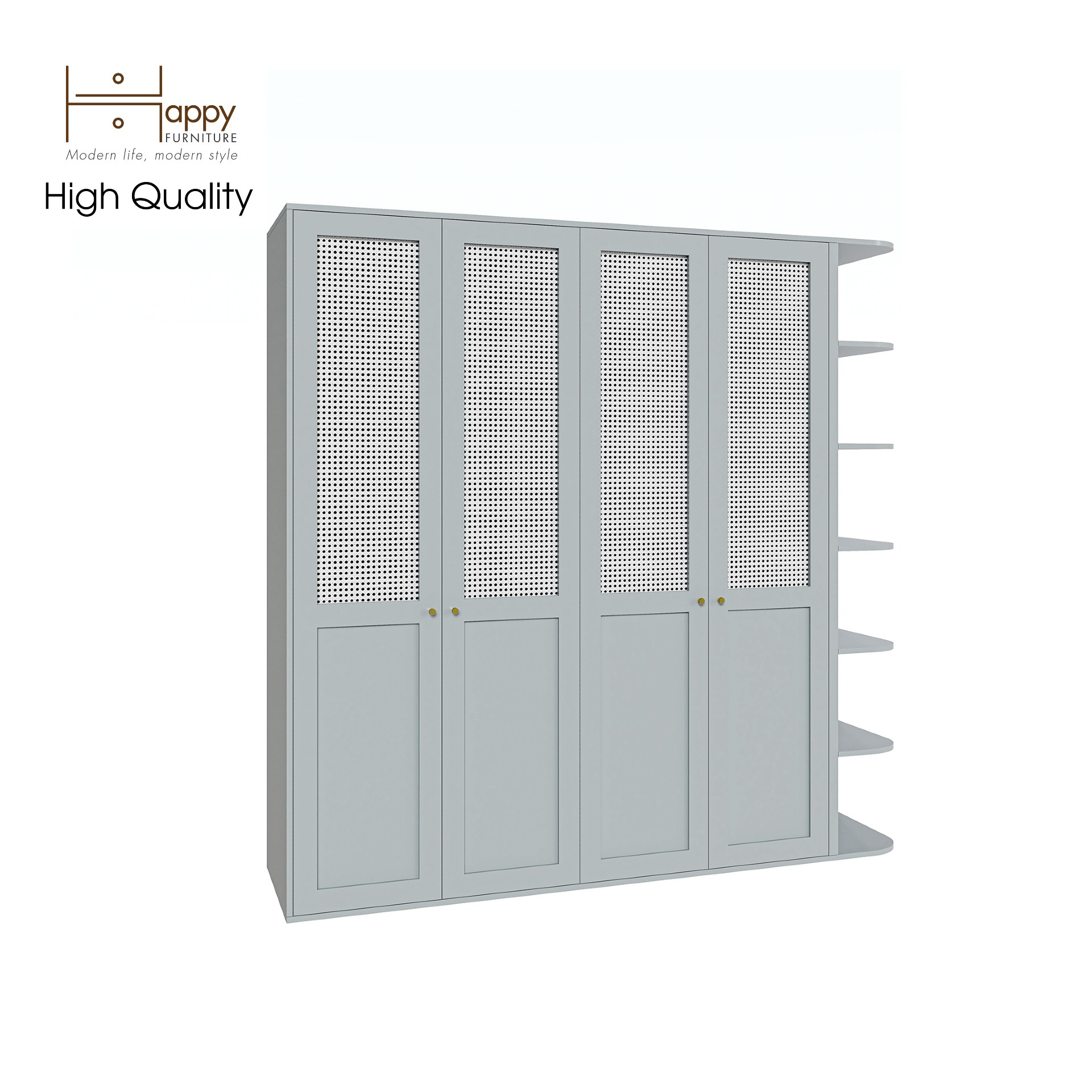 [Happy Home Furniture] ROTAN, Tủ quần áo 4 cánh mở 2mx2m , 200cm x 54cm x 200cm ( DxRxC), TCM_139