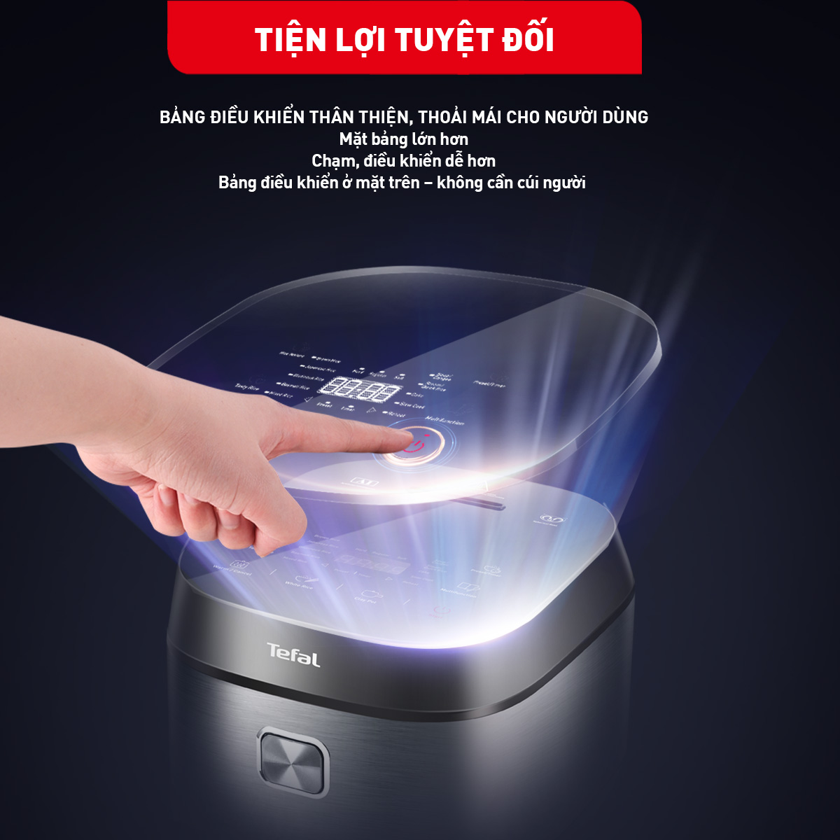 Nồi cơm điện tử Tefal 1.8L - Lòng nồi siêu dày 4mm RK776B68 - Xám - Hàng chính hãng