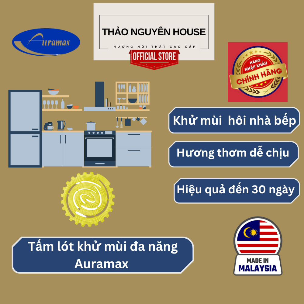 Tấm thơm khử mùi đa năng Auramax hương Phúc bồn tử