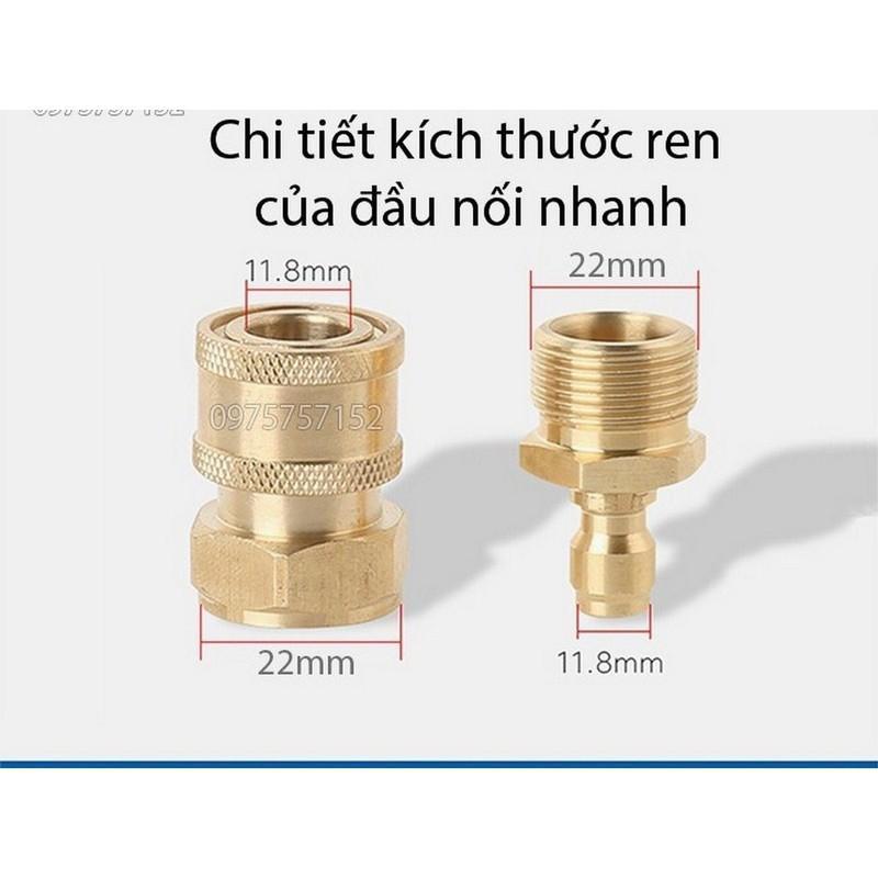 BỘ KHỚP NỐI NHANH ĐỒNG THAU 22MM