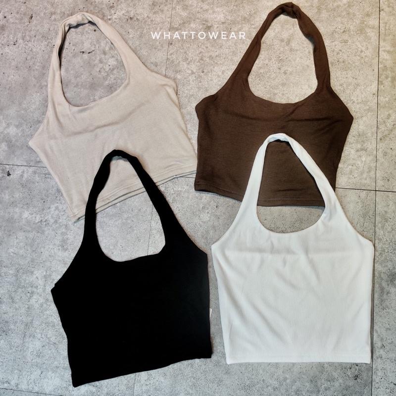 Croptop cổ yếm thun gân 2 lớp mới