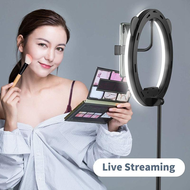 Vòng đèn LED 10 inch kèm giá đỡ điện thoại hỗ trợ quay video/phát trực tiếp