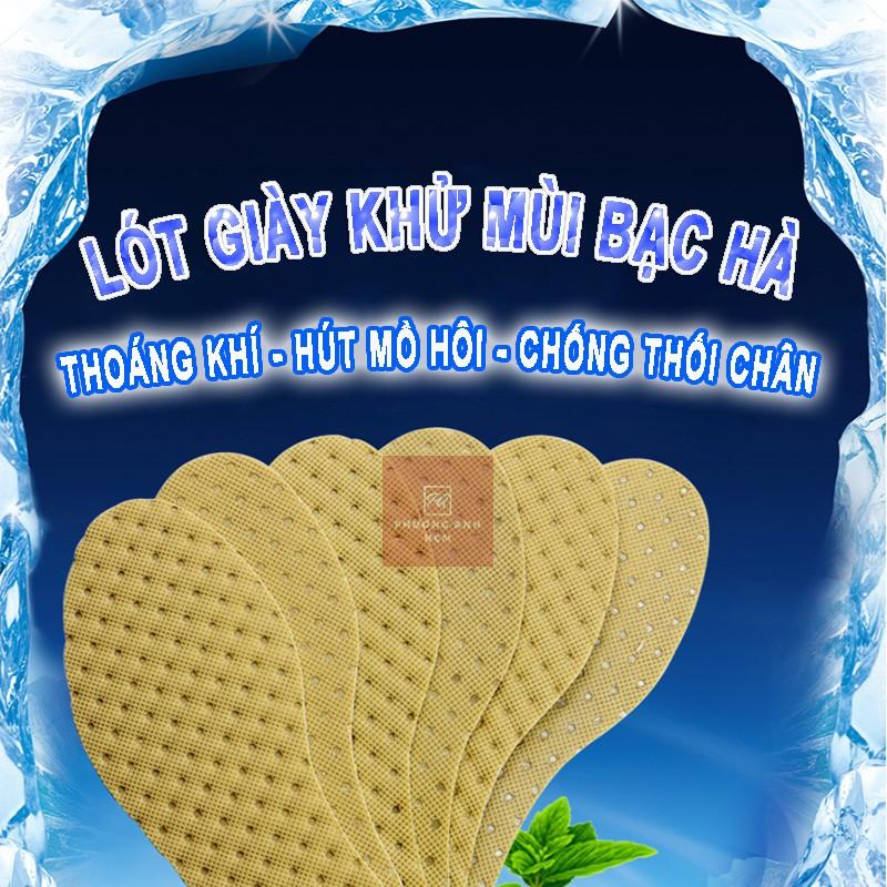 Bộ 2 Lót Giày Khử Mùi Bạc Hà Siêu Thoáng Khí, Chống Hôi Chân (Size 37 - 43