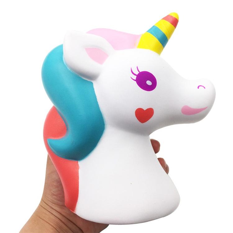 Squishy Lớn JUMBO Hình ngựa 1 sừng trái tim ngũ sắc Đồ Chơi Xốp Giảm Stress Hình mềm mịn dễ Thương đàn hồi Cho Bé