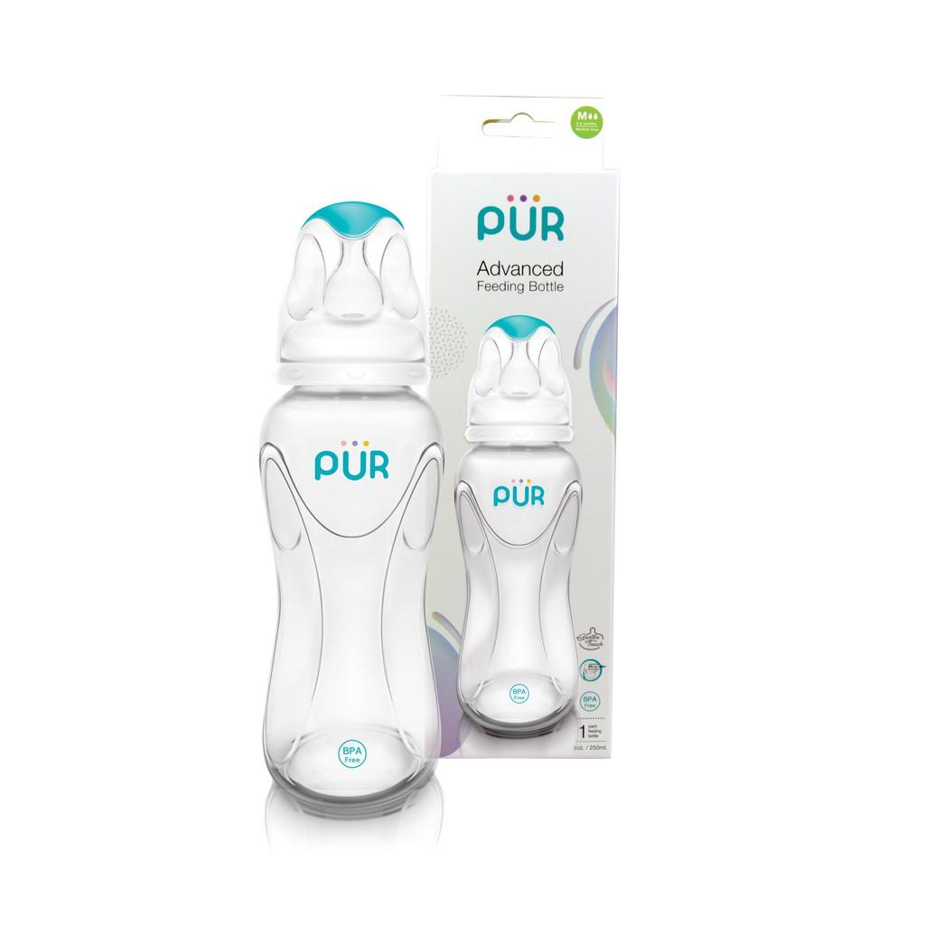 Combo 1 bình Pur Advanced 250ml + 1 vỉ núm size L - Tặng gói khăn ướt Pur 20 tờ