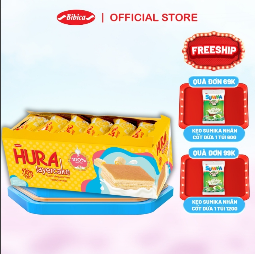 [MUA 4 TẶNG 1] Bánh Hura Layercake Dâu 300g