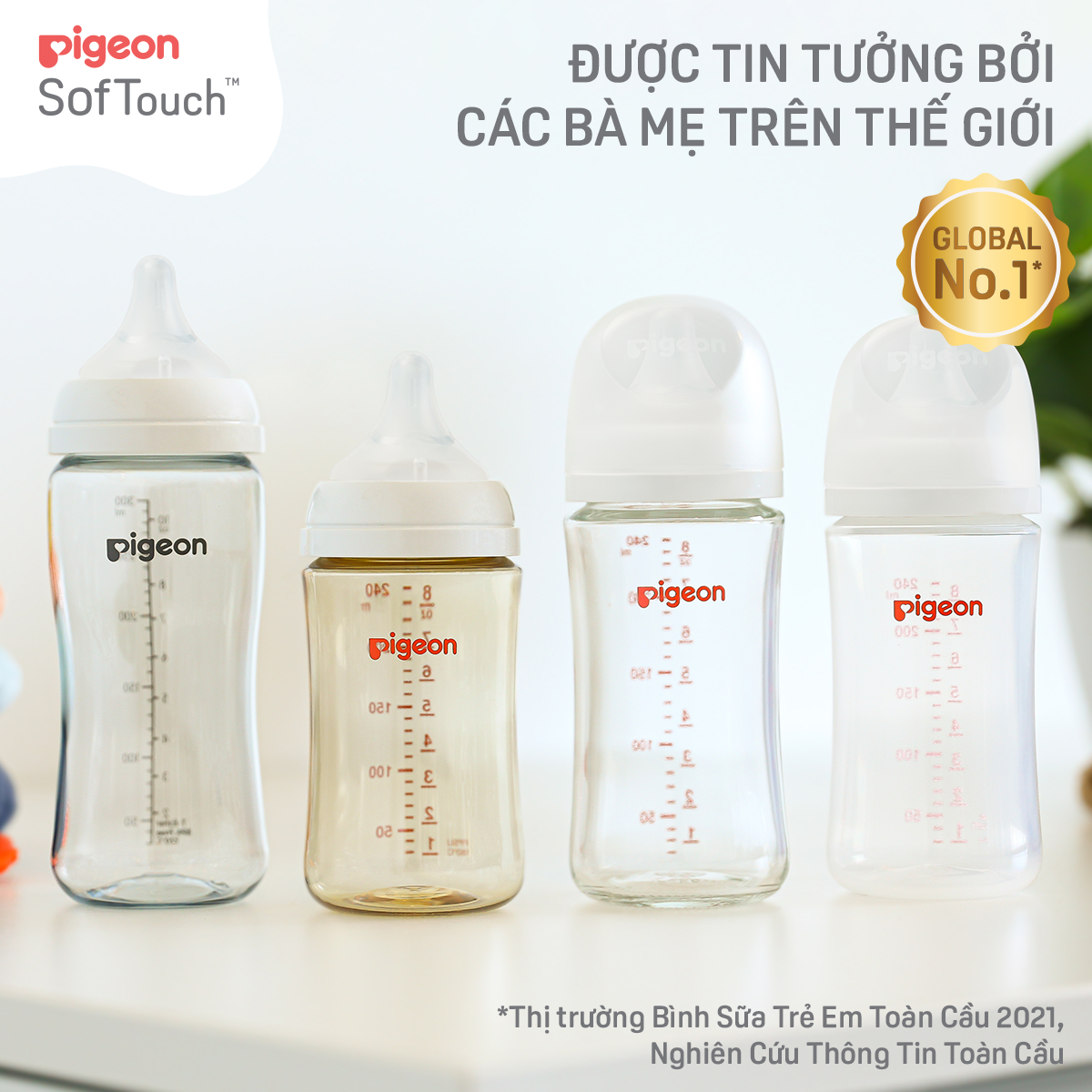 Bình sữa Pigeon PP Plus thế hệ III 160ml/240ml/330ml