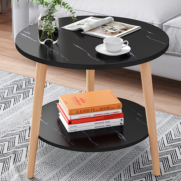 Bàn trà 2 tầng mặt gỗ ốp vân đá, bàn sofa, bàn cafe BAT025