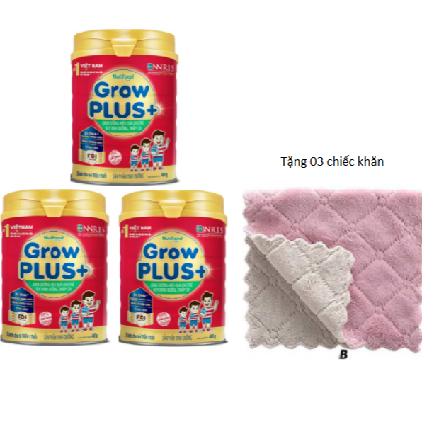 COMBO 03 Hộp Sữa Bột Grow Plus 900g (Từ 1-10 tuổi)-Tặng ngay khăn lau đa năng