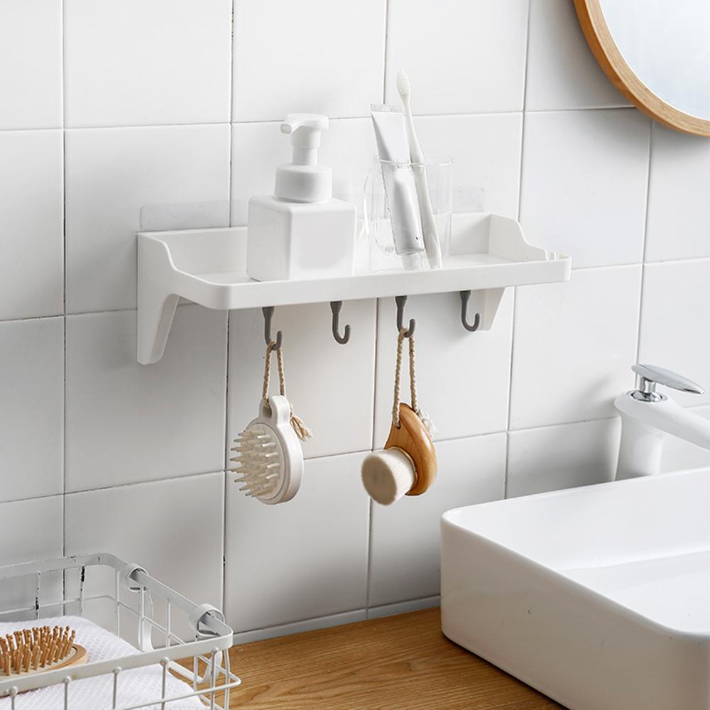 Kệ để đồ treo tường tự dính bằng nhựa cho nhà tắm, bếp