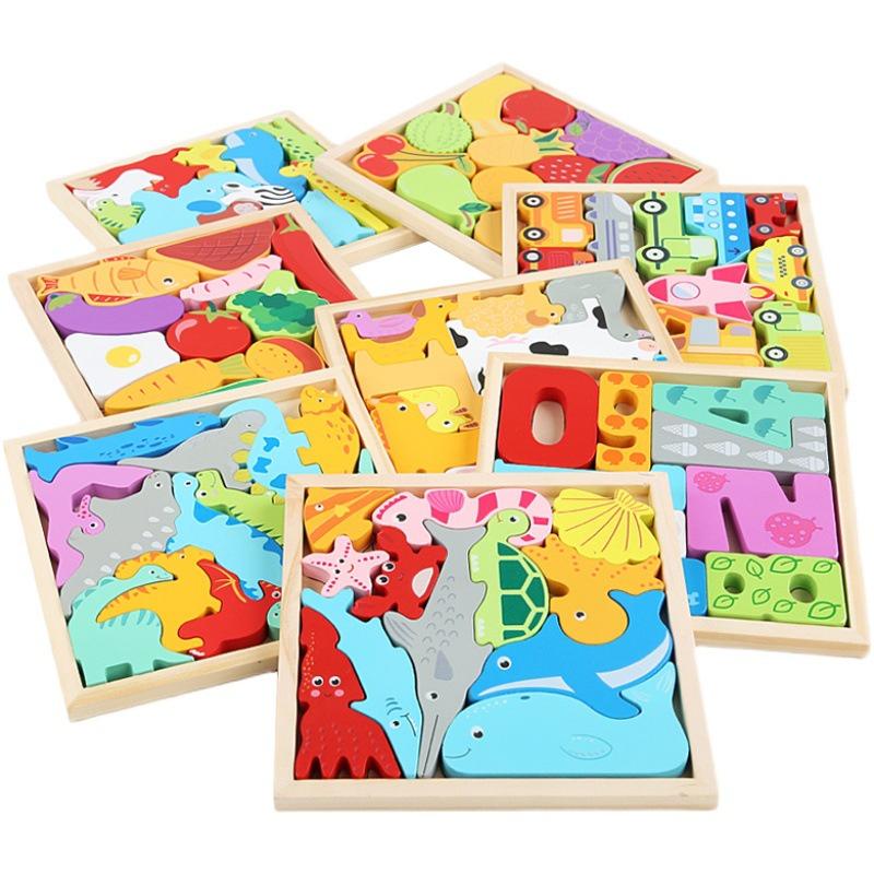 Bộ Xếp Hình 3D Bằng Gỗ, Lắp Ráp Tranh Ghép Gỗ 3D Nhiều Hình Ngộ Nghĩnh - Phát Triển Trí Tuệ Cho Bé