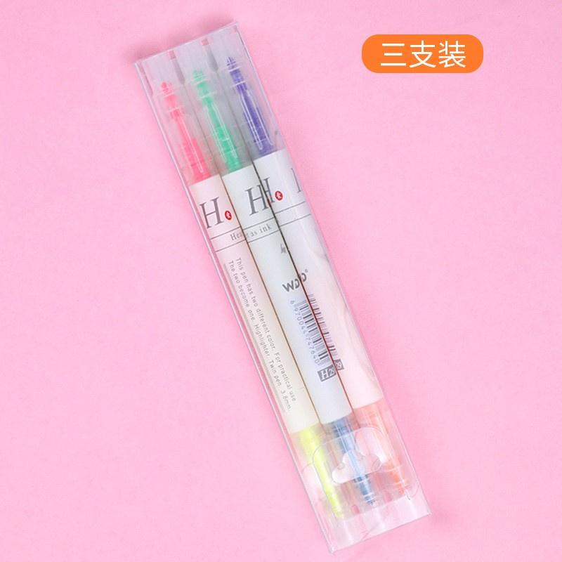 Set 6 bút highlight pastel dạ quang 2 đầu Gooo, đánh dấu nhớ phụ kiện văn phòng phẩm