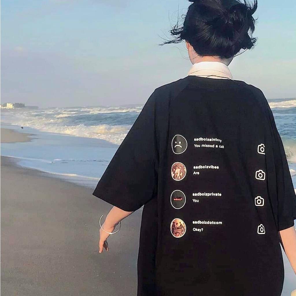 Áo phông Sadboiz tay lỡ Unisex form rộng nam nữ vải cotton co dãn, Áo thun sad boiz sadtagram thêu logo mặt mếu
