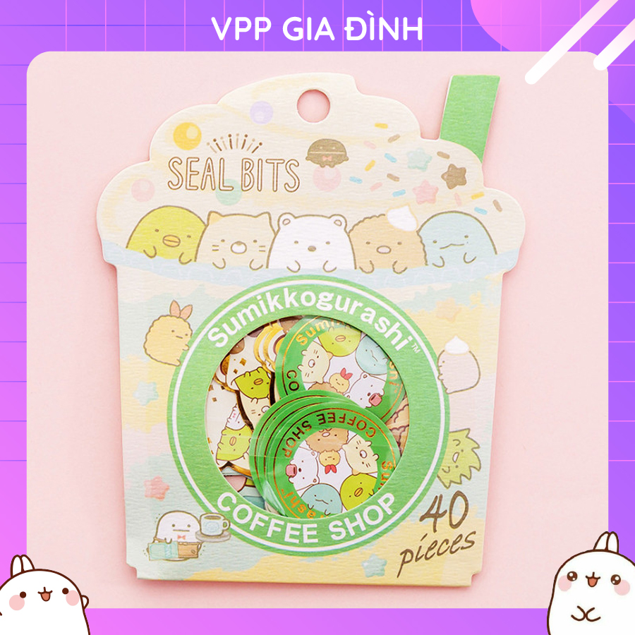 Bịch 40 Miếng Nhãn Dán Sticker Trang Trí Kawaii Nhật Bản