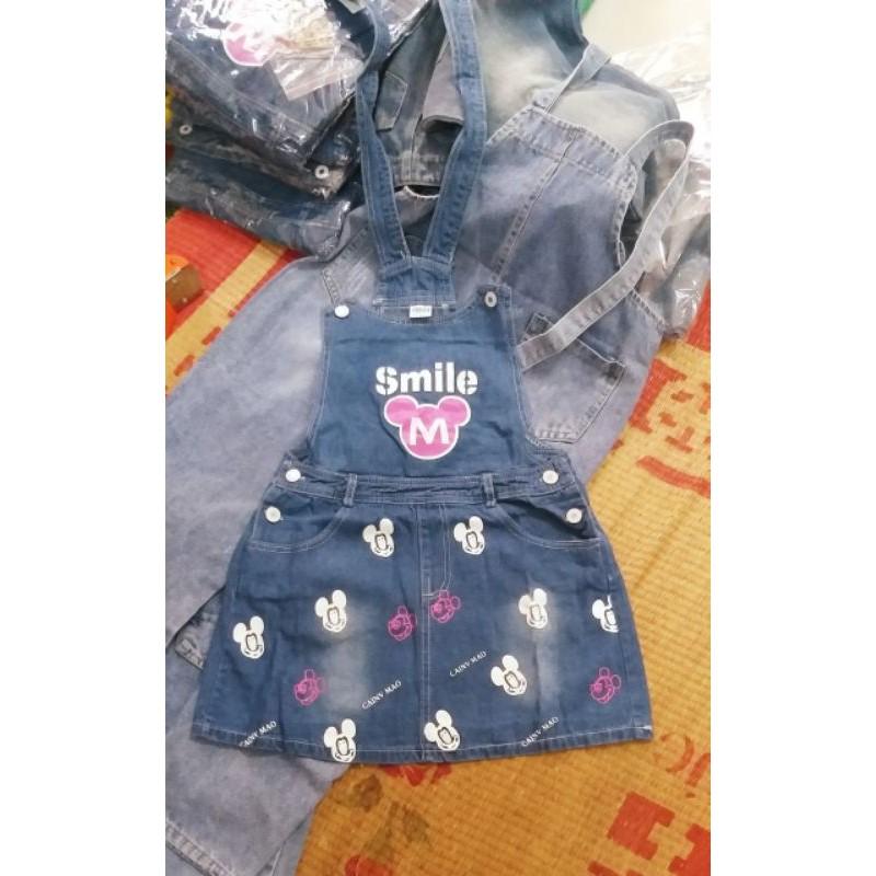 YẾM VÁY JEANS QUẢNG CHÂU SIZE ĐẠI CHO BÉ 20-42KG