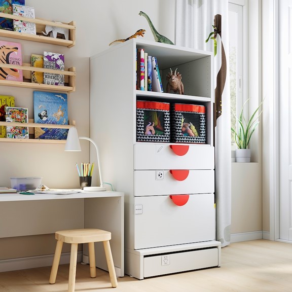 ZANOTTA, Tủ đựng đồ 2 tầng 4 ngăn kéo có tay nắm, Phong cách Bắc Âu, 60x63x136cm