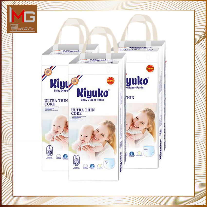 Tã/ bỉm quần Kiyuko size L50 (9-14kg) cao cấp cho bé yêu siêu lành tính siêu mỏng và siêu thấm hút