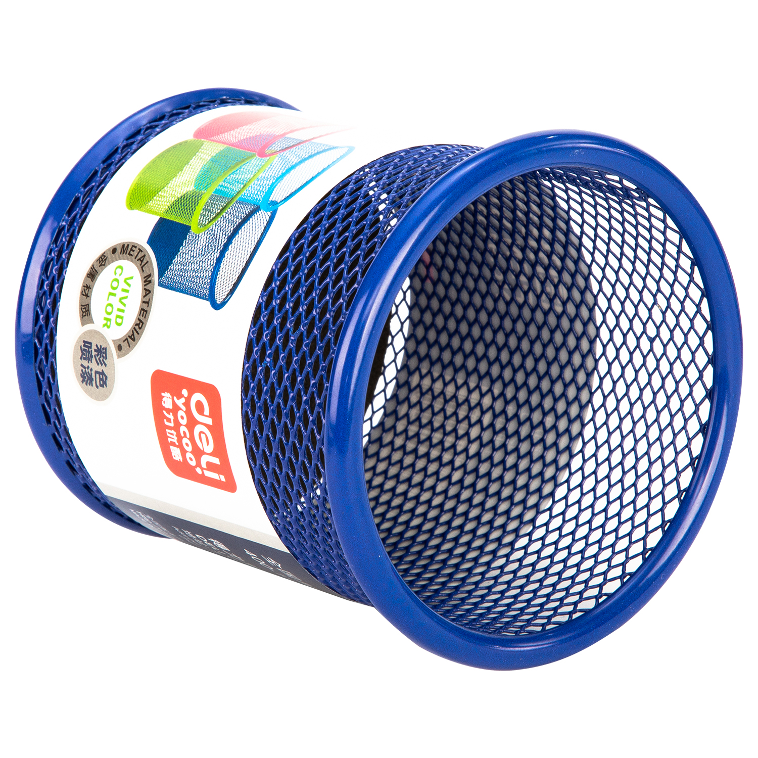 Cốc Cắm Bút Kim Loại Deli, 91X98Mm - Xanh Dương / Hồng / Trắng - 1 Cái - 9153