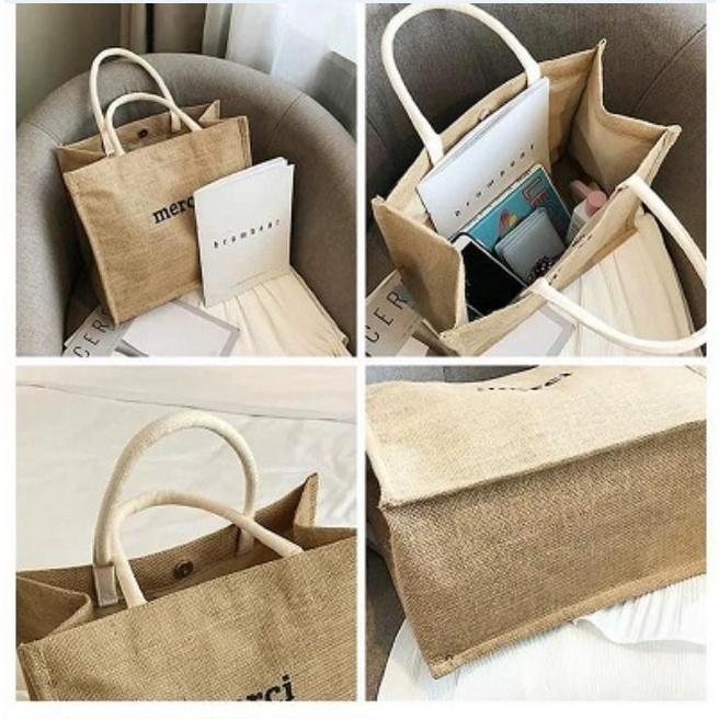 Túi Cói Merci thích hợp đeo đi biển, đi dạo phố, đi học đi làm, du lịch 32 x 35 cm _DiLi Mart