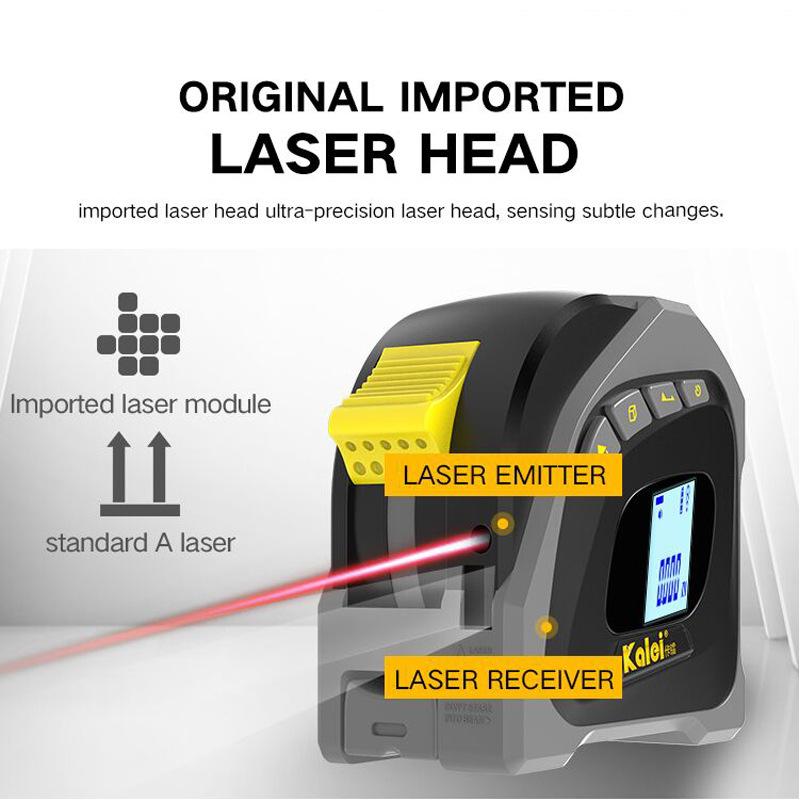 Máy đo khoảng cách bằng laser với màn hình LCD có đèn nền, Thước dây, Máy đo khoảng cách bằng laser 40m, Thước dây 5m, Laser để đo, Di động, Có thể sạc lại