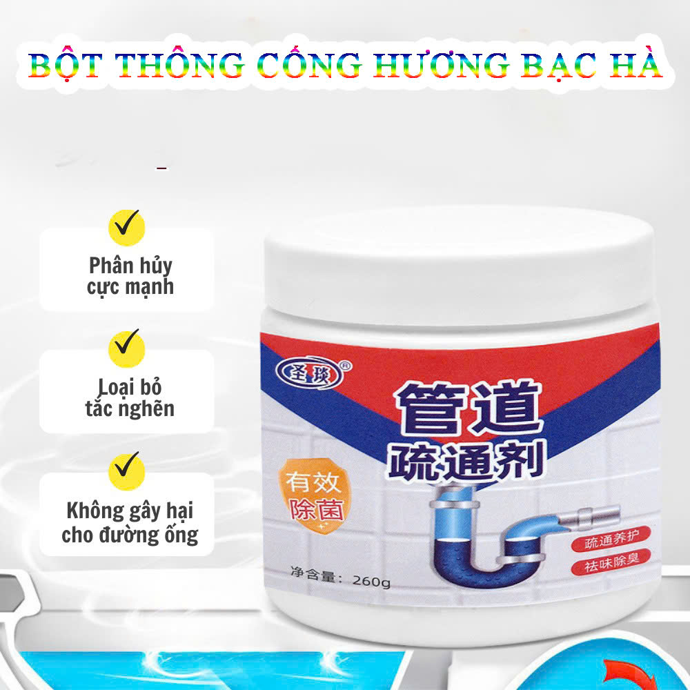 Bột Thông Tắc Cống Thần Thánh Hương Chanh Bạc Hà (05 hộp)