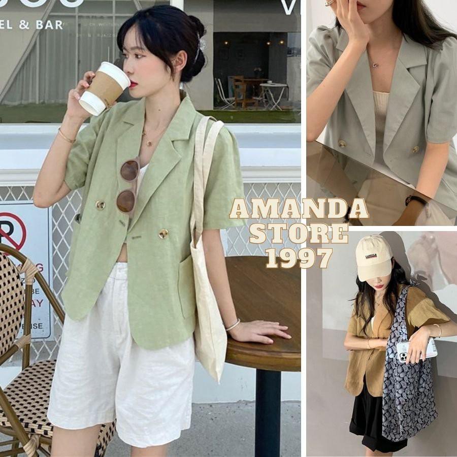 Blazer tay ngắn thời trang thanh lịch cho nữ. Blazer croptop ngắn tay - có ảnh thật
