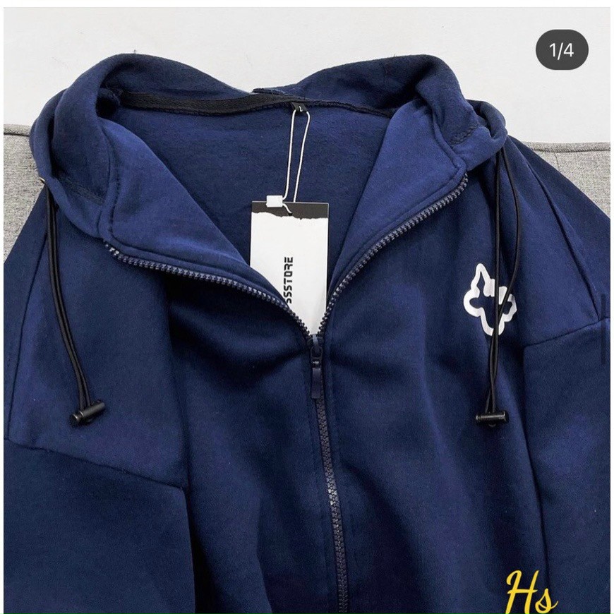 Áo Khoác Nỉ Có Khóa Kéo Zip Tay Phồng , Nón Mũ 2 Lớp - Hoodie Unisex Hình Măt Cười Nam Nữ Cặp Đôi, áo khoác chống nắng mủ to from rộng unisex ulzzang